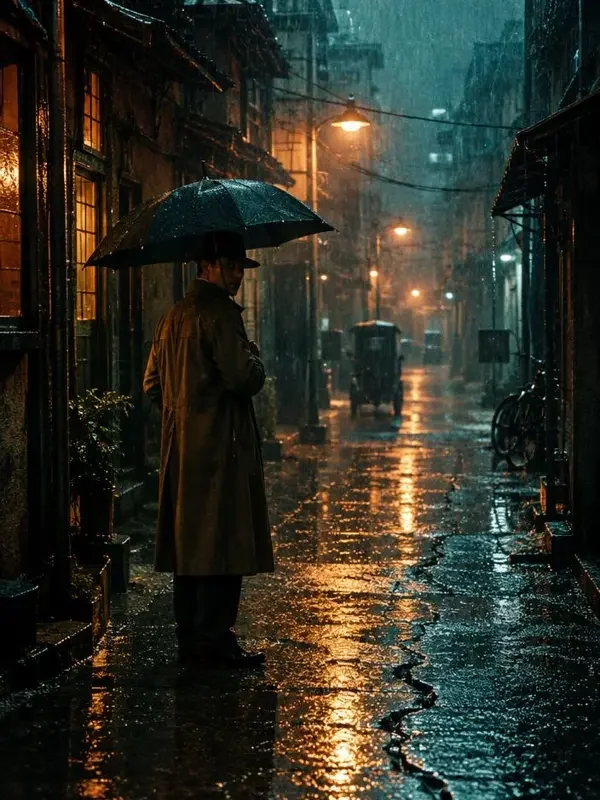 《雨夜迷案》短剧封面海报，悬疑题材